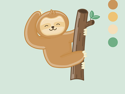Cute cartoon sloth on the tree adobe illustrator design graphic design illustration vector