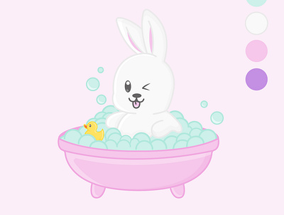 Cute cartoon bunny in the bathtub adobe illustrator design graphic design illustration vector