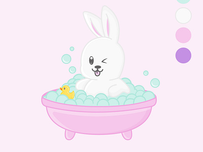 Cute cartoon bunny in the bathtub