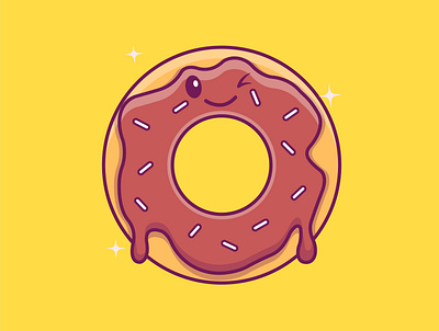 Cute cartoon chocolate donut in vector illustration adobe illustrator design graphic design illustration vector