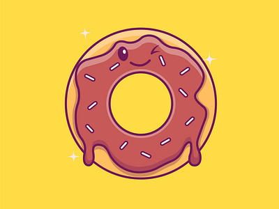 Cute cartoon chocolate donut in vector illustration by Elizaveta ...