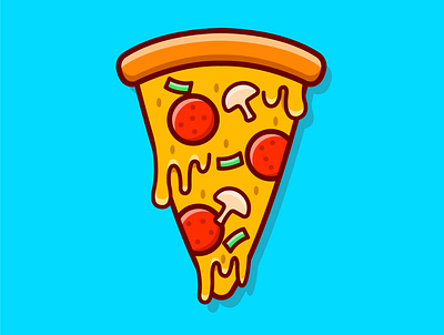 Cute cartoon pizza slice vector illustration adobe illustrator design graphic design illustration vector