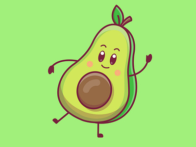 Cute cartoon avocado in vector illustration