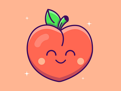 Cute cartoon peach in vector illustration