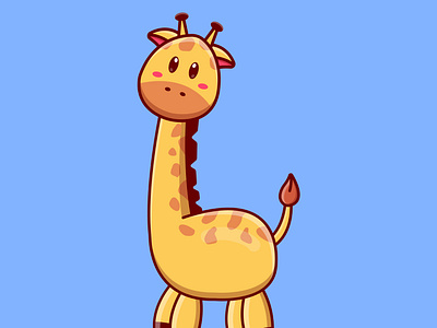 Cute cartoon giraffe in vector illustration