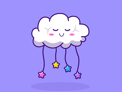 Cute cartoon cloud with stars adobe illustrator design graphic design illustration logo vector