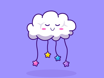 Cute cartoon cloud with stars