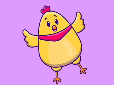 Cute cartoon chick with bandana