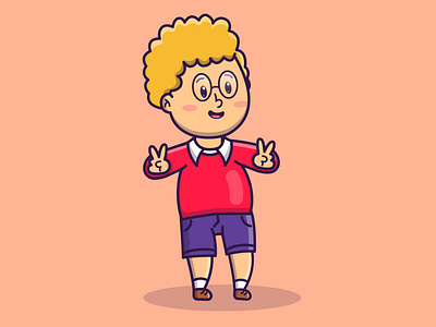 Cute cartoon boy with glasses