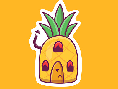 Cute cartoon pineapple house adobe illustrator design graphic design illustration vector