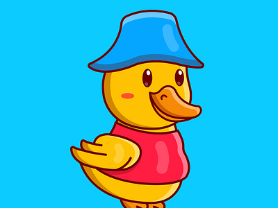 Cute cartoon duck wearing clothes