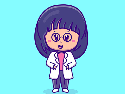 Cute cartoon girl doctor adobe illustrator design graphic design illustration logo vector