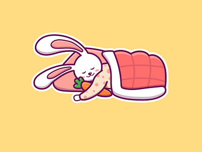 A cute cartoon hare sleeps with a carrot adobe illustrator design graphic design illustration logo vector