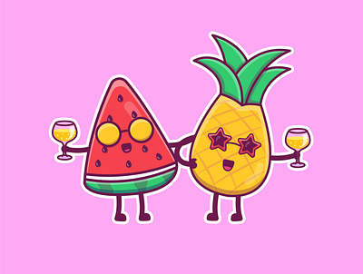 Cute cartoon fruits adobe illustrator design graphic design illustration logo vector