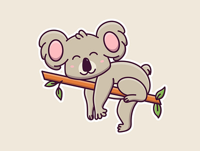 Cute cartoon koala on a branch adobe illustrator design graphic design illustration logo vector