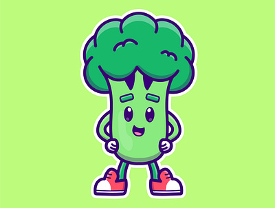 Cute cartoon broccoli adobe illustrator design graphic design illustration logo vector