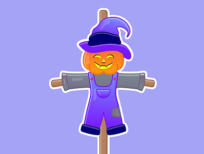 Cute cartoon scarecrow pumpkin adobe illustrator design graphic design illustration logo vector