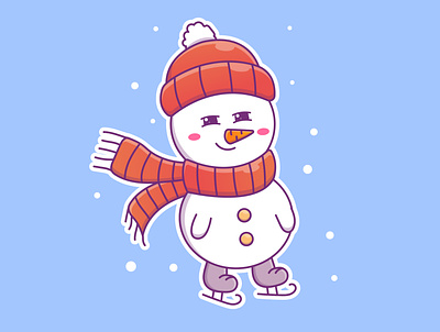 Cute cartoon snowman ice skating adobe illustrator design graphic design illustration logo vector