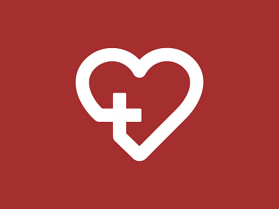 Hospital logo contour cross heart hospital icon line logo medical outline