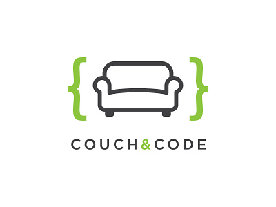 Couch & Code logo brackets code couch developer hacker icon logo meetup networking technology