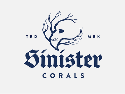 Sinister Corals blackletter corals fish illustration logo ocean skull