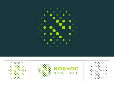 Norvoc Brand Identity biotech branding dots identity letter n lettermark logo logo design modern monogram pharmaceutical science