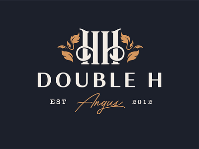 Double H Angus Wedding Logo angus branding cattle elegant farm leaf logo logo design luxury monogram