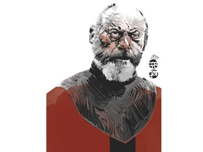 Davos bw character sketch gameofthrones got illustration illustrator wacom