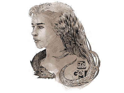 Mother of Dragons character sketch daenerys targaryen dragons emilia clarke game of thrones got hbo illustration mother of dragons photoshop portrait