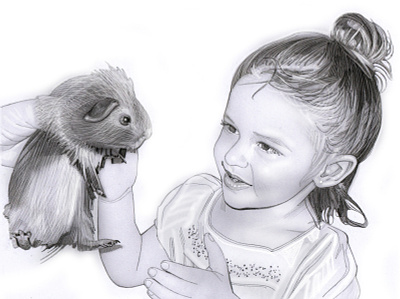 Zoe and Eggo - Sketch and Final Art Print by Mac Carpeli animal child cute design eggo guinea pig illustration mac carpeli wonder zoe
