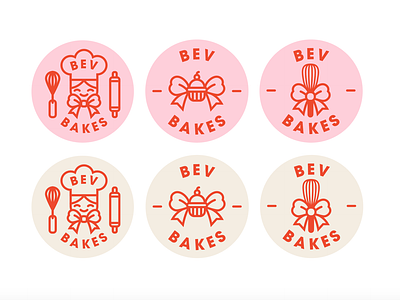 Bev Bakes logo 2d bake bakery baking bow cake chef cupcake cute logo logo design logos logotype pastry ribbon whisk