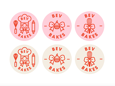 Bev Bakes logo 2d bake bakery baking bow cake chef cupcake cute logo logo design logos logotype pastry ribbon whisk