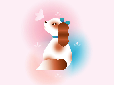 Bella 2d bird cavalier cute design dog dog illustration illustration pink portrait puppy soft vector