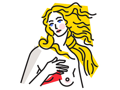 The Birth of Venus 2d birth cute design girl graphic design illustration minimal modern of popart the vector venus
