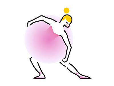 The pink dancer 2d ballerina ballet cute dance dancer design girl illustration lines minimal pink vector