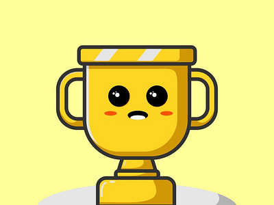 illustration championship trophy championship character cup cute flat design funny gold illustration illustration design ilustrasi match medal trophy character victory winner