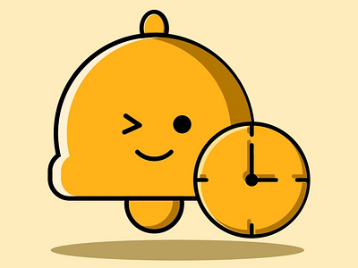 bell and clock ilustration animation charac character cute flat flatdesign ilustration