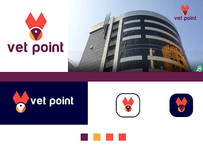 vet point, v round location modern and unique logo design