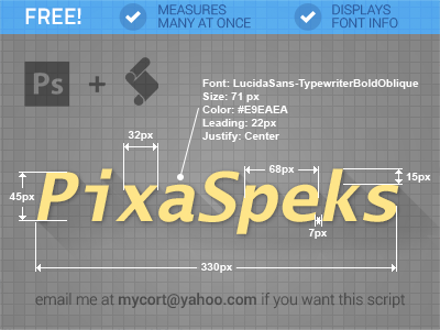 PixaSpeks dimensions photoshop script pixel measurement plugins redlines scripts