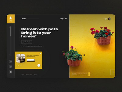 The design of the front page of the site for selling vases 3d animation app art branding design figma flat flower graphic graphic design illustration logo motion graphics site ui ux