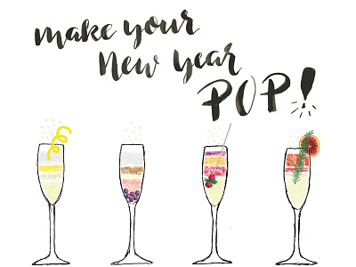 Champagne Cocktail Blog Post blog brushlettering handdrawn illustration lettering newyear typeface watercolor