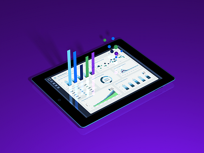 Dashboard 3D Data Hero 3d bar graph bubblechart concept dashboard graphs interface ipad purple render stats ui