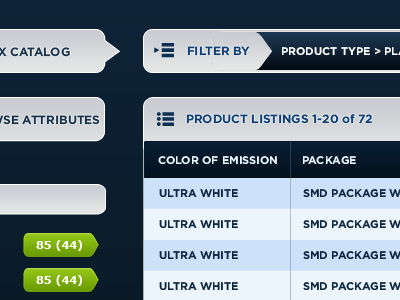 UI tabular view blue green tables user interface web zebra tables