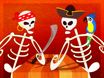 Bbbones! aarrgh bones dribbble fan script parrot pirates skeleton texture type vector veer