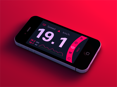 Velo Neon Rosa app apple bike cycling data dayglo icons interaction design ios monitor neon pink red render ui