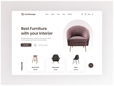 Furniture Shop Hero Section UI Concept architecture attractiveui bedroom chair ecommerce furnish furniture homepage interiors minimalist mockup shop sofa store trending uiux websitedesign woodworking