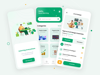 Online Learning Platform - Mobile App course e learning education mobile app online course study study app uiux