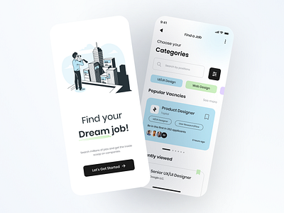 Job Finding - App design app design applicant application app find internship find job hire hiring hiring platform internship job app job application job finding job listing job portal jobs mobile app portal ui ui kit uiux