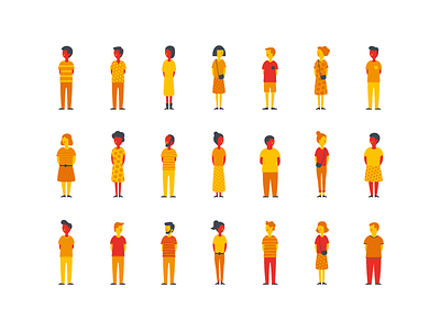 Characters characters crowd female geometric illustration man men people person vector woman women