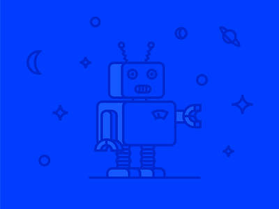 Robot blue characters geometric illustration robot vector